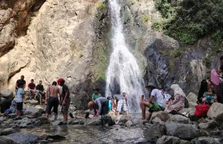 Setti Fatma waterfalls in Ourika Valley during a day trip from Marrakech to the Atlas Mountains