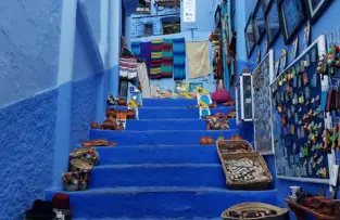 Traditional alleyways and artisan shops in Chefchaouen Medina