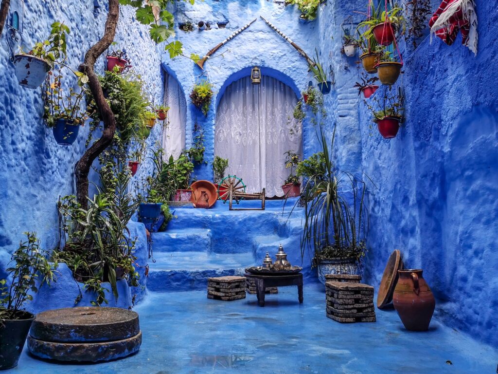 Blue streets and traditional houses in Chefchaouen Morocco