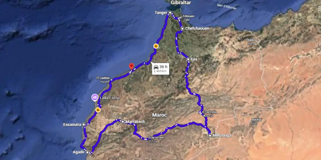 10 Day Morocco Tour Map