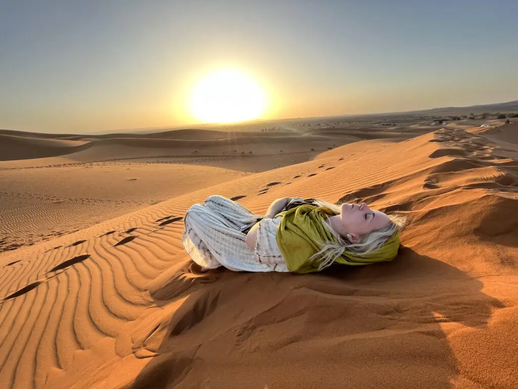 Travelers enjoying sunset during a private Morocco tour