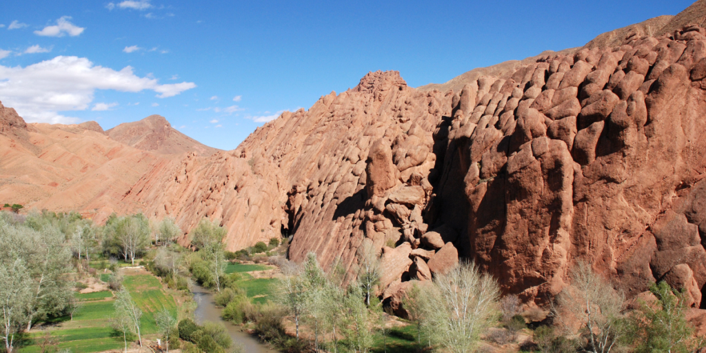 Towering cliffs of Todra Gorge in Morocco