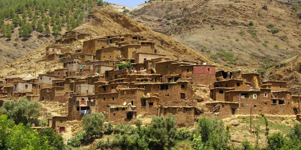 Traditional Amazigh village in Morocco's Atlas Mountains