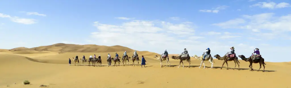 Sahara Desert Morocco vacation with camel ride in Erg Chebbi