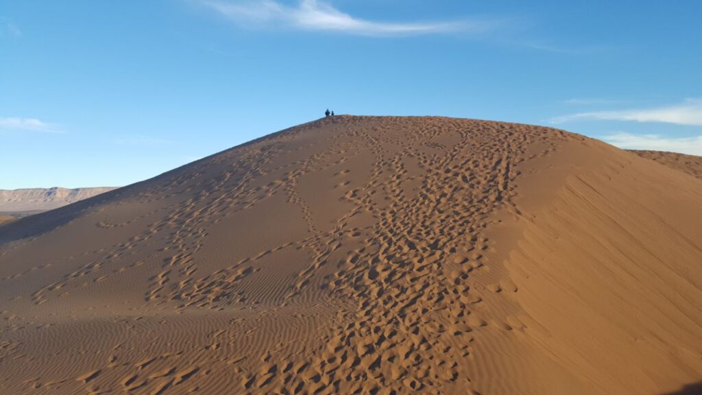 Golden sand dunes of Erg Chegaga in the Moroccan Sahara Desert