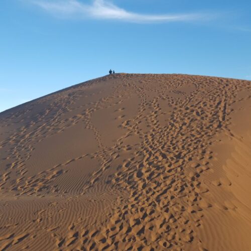 Golden sand dunes of Erg Chegaga in the Moroccan Sahara Desert