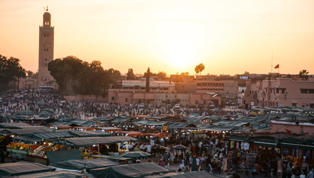 Jemaa el-Fna square in Marrakech in the evening